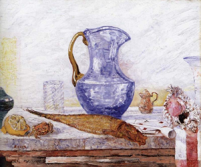 James Ensor Still life with Blue Jar Norge oil painting art